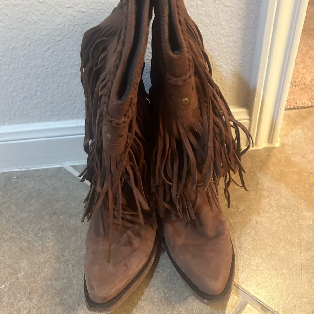 Liberty Black Brown Fringe Cowboy Boots